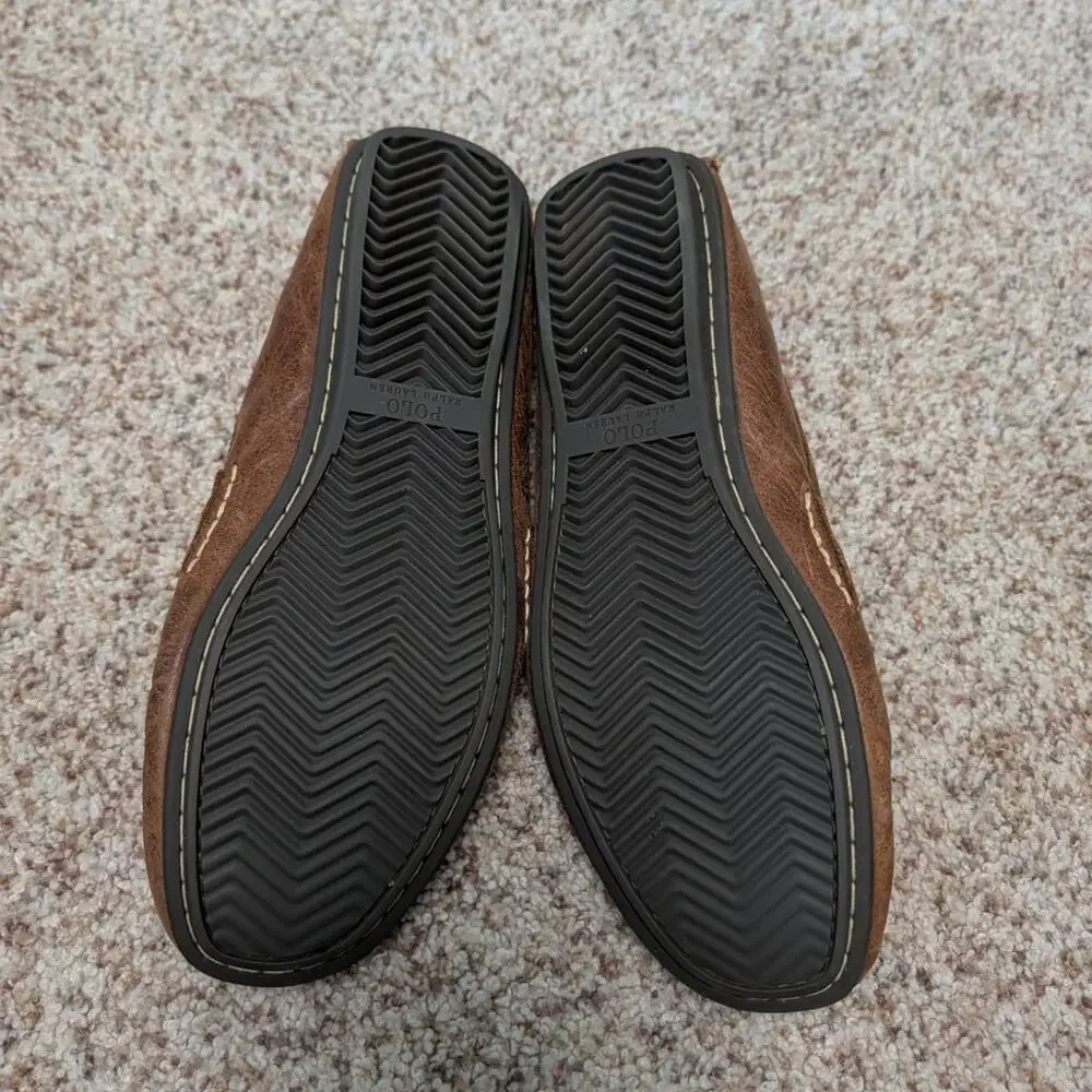 Polo Ralph Lauren Abner Loafers Mens 9.5 Brown Leather Penny Driver Shoes SlipOn